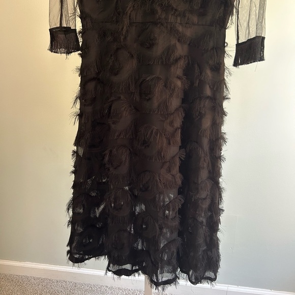 Black Textured Sheer Sleeve Dress - Picture 2 of 6